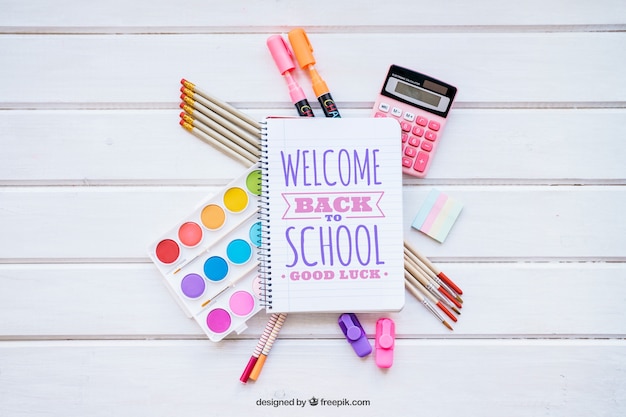 Back to School Mockup with School Elements – Free Download