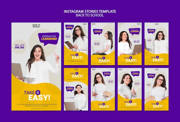 Back to school online instagram stories template