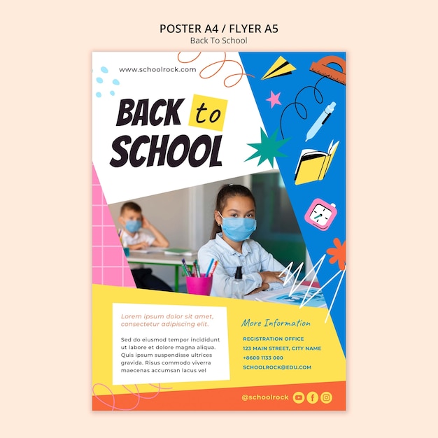 Free PSD back to school poster design template