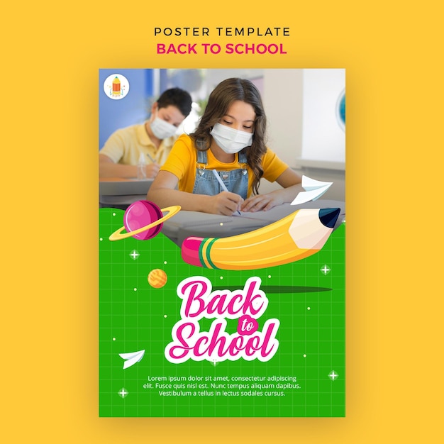 Back to school poster template free PSD, download for PSD, free to download, download free PSD