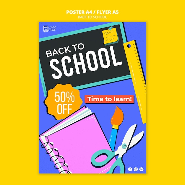 Free PSD back to school poster template