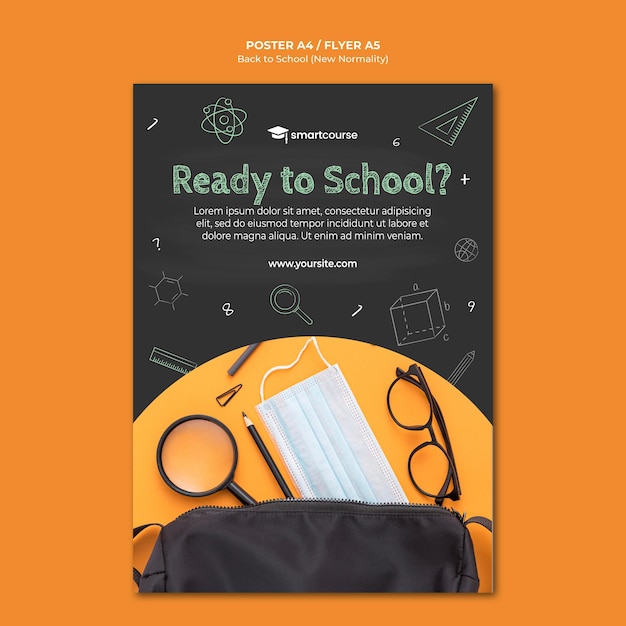 Free PSD back to school poster with photo