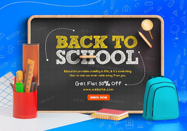 Back to School Sale Social Media Banner Design Template