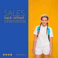 Free PSD back to school sales poster with teenager girl