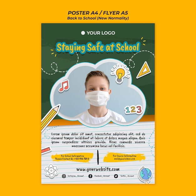 Free PSD back to school season poster template