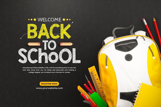 PSD gratuito modello di progettazione di banner per social media per il ritorno a scuola