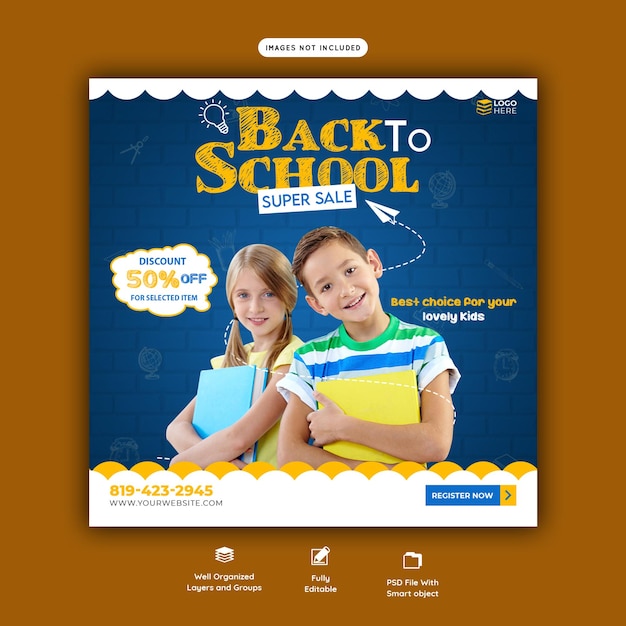 Back to school social media post banner template