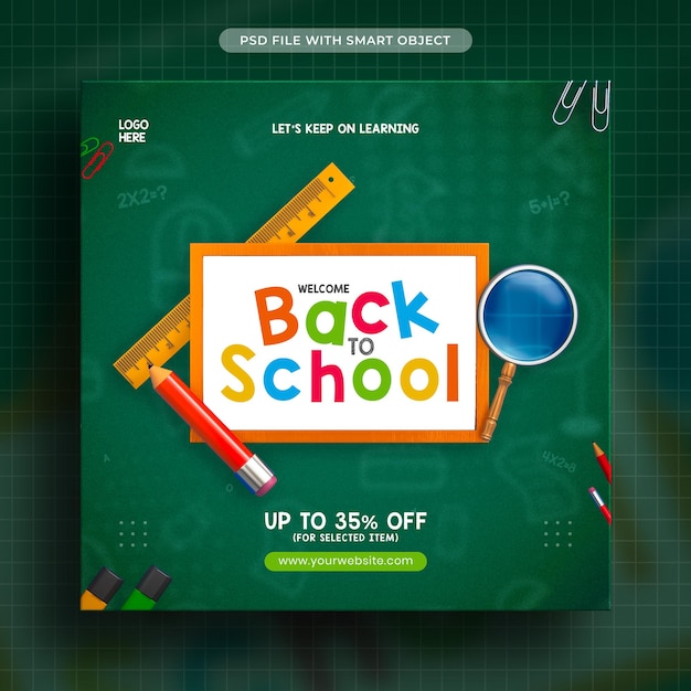 Free PSD back to school social media post banner template