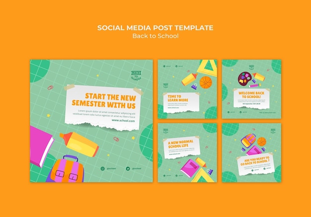 Free PSD back to school social media posts