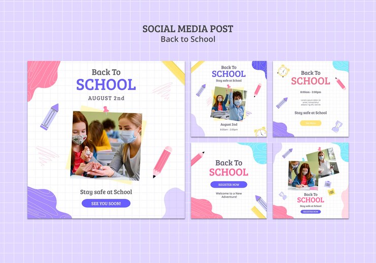Free PSD back to school social media posts