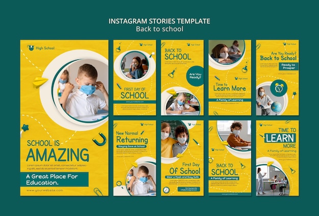 Free PSD back to school social media stories pack