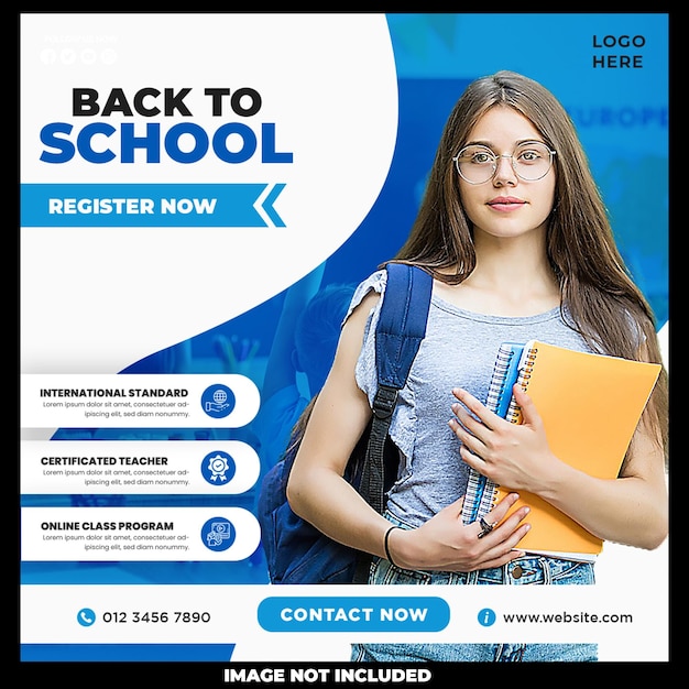 Free PSD back to school social media template