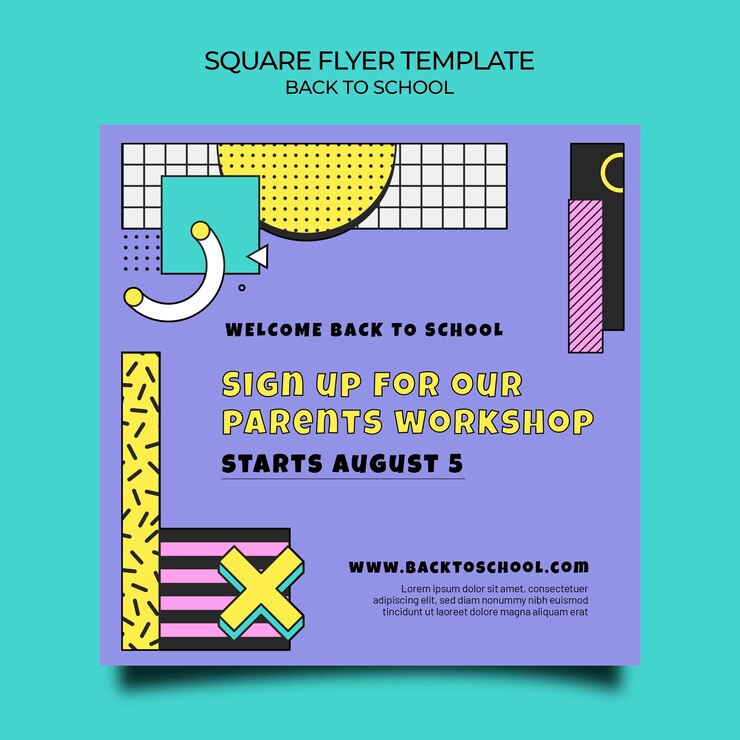 Free PSD back to school square flyer