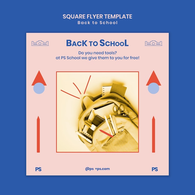 Free PSD back to school square flyer