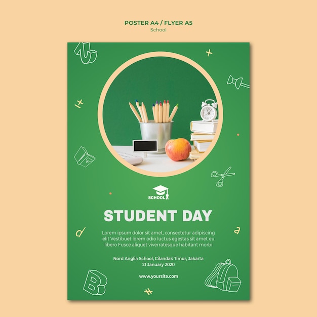 Free PSD back to school template poster
