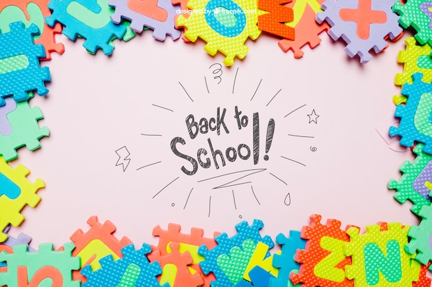 Free PSD back to school template with jigsaw