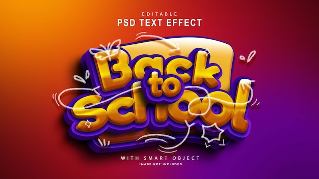 Free PSD back to school text effect with doodle