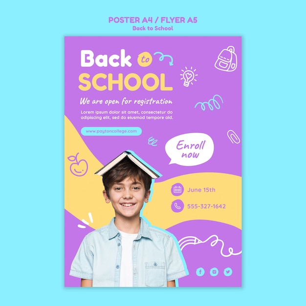 Free PSD back to school vertical poster template