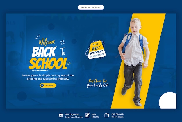 PSD gratuito torna al modello di banner web scuola