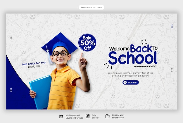 Free PSD back to school web banner template