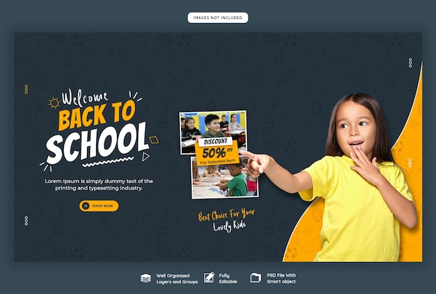 Free PSD back to school web banner template