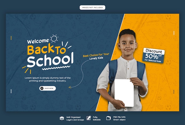 PSD gratuito torna al modello di banner web scuola