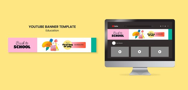 Back to school youtube banner template
