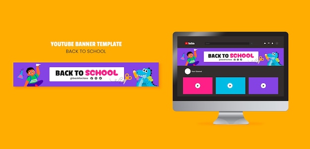 Back to school youtube banner template