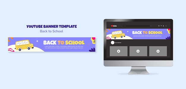 Free PSD back to school youtube banner template