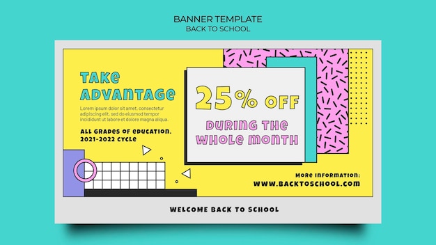 無料PSD 学校に戻るバナーテンプレート