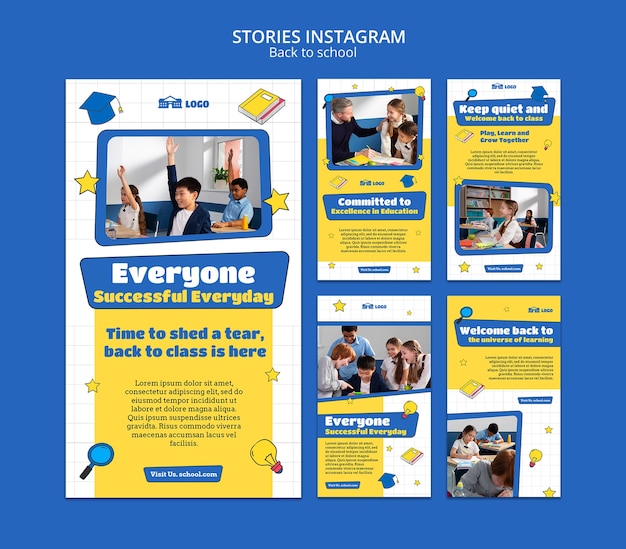 無料PSD 学校に戻るinstagramストーリーコレクション