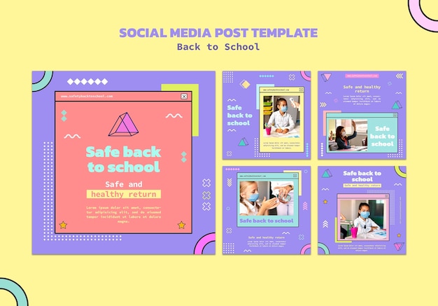 無料PSD 学校に戻るソーシャルメディアの投稿