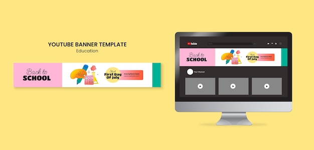 無料PSD 学校に戻るyoutubeバナーテンプレート