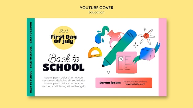 無料PSD 学校に戻るyoutubeカバーテンプレート