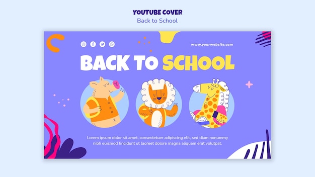 無料PSD 学校に戻るyoutubeカバーテンプレート