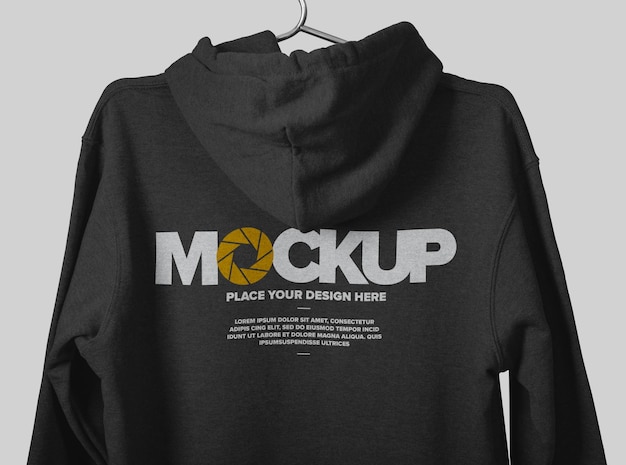Back view of hoodie mockup design isolated