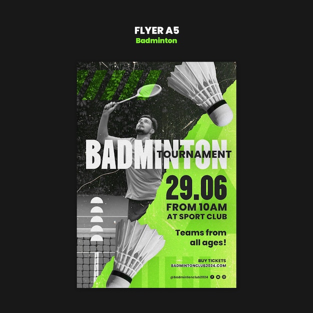 Free PSD badminton template design