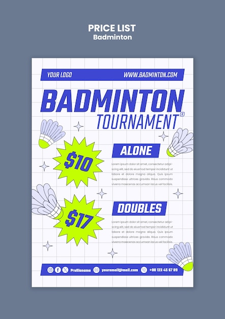 Free PSD badminton template design