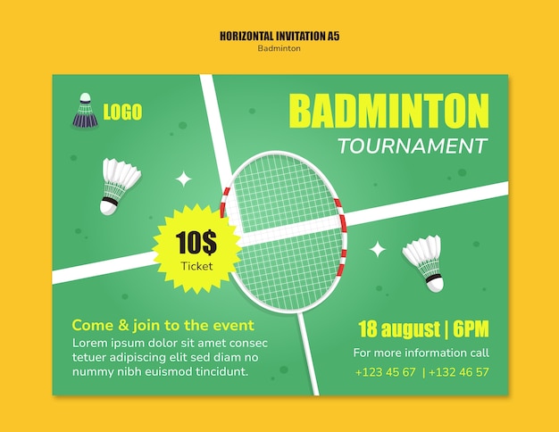 PSD gratuito progettazione del modello di badminton