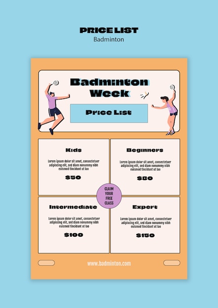 Free PSD badminton template design