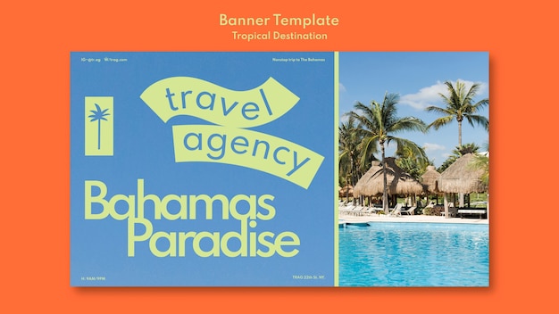 PSD gratuito modello di banner orizzontale in viaggio alle bahamas