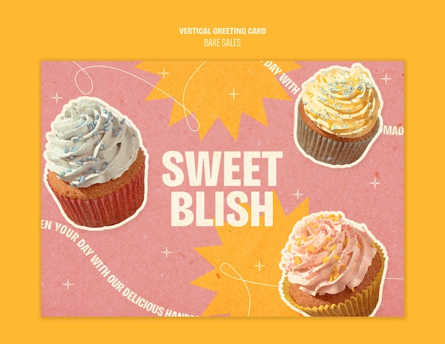 Free PSD bake sale greeting card template