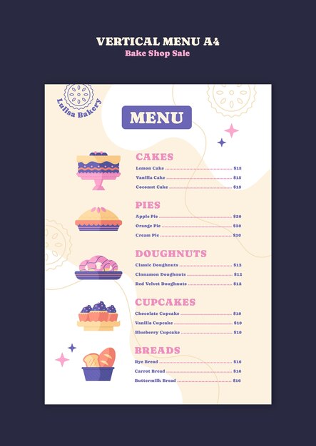Bake sale menu template