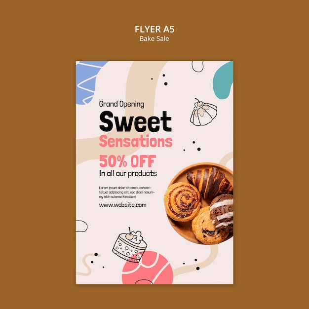 Free PSD bake sale poster  template