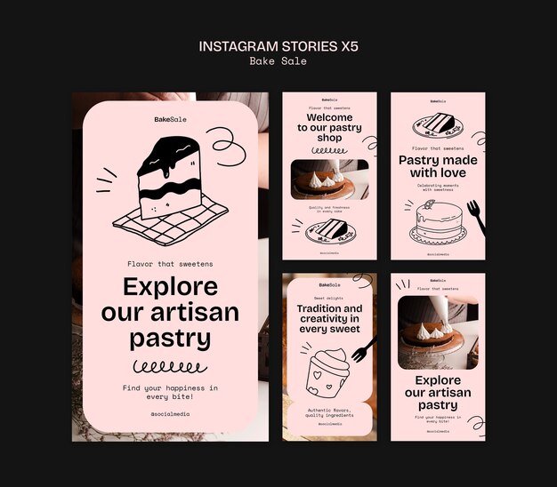 Bake sale trifold instagram stories  template