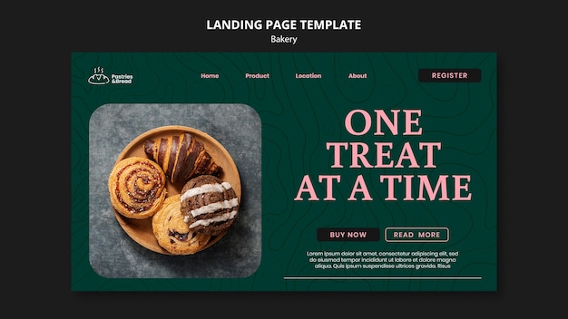 Free PSD baked goods landing page template