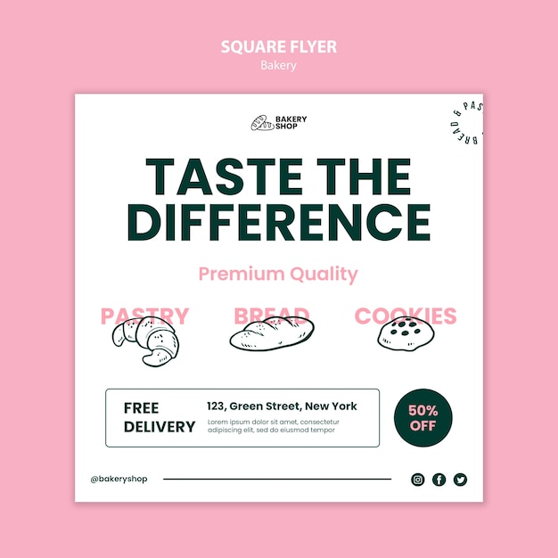 Free PSD baked goods square flyer template