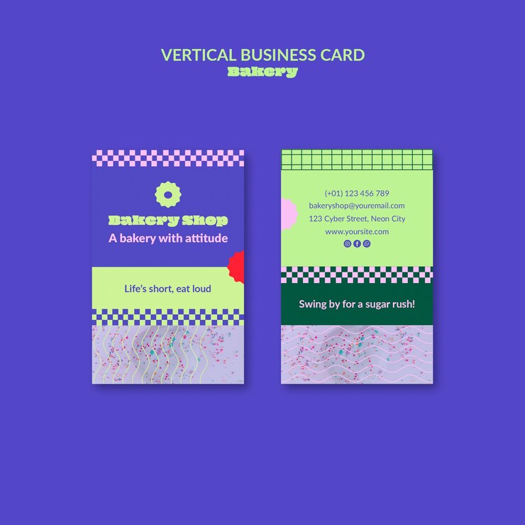 Free PSD bakery business card design for marketing and branding