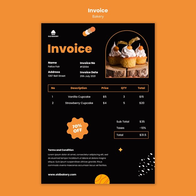 Bakery shop invoice template