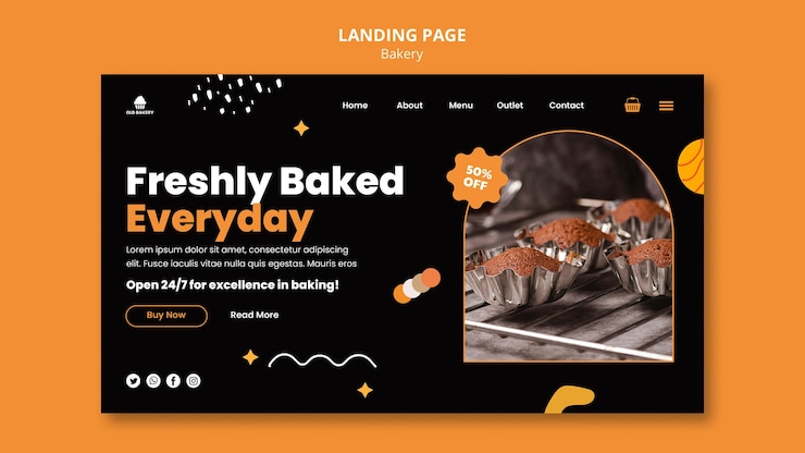 Free PSD bakery shop landing page